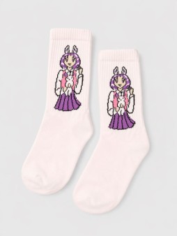 Носки женские "Влюбленная девушка с зайцем", р. 35-40, белые