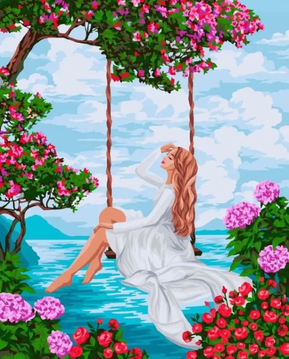 Картина по номерам 40*50 &quot;Воздушные качели&quot; (22 цвета) 