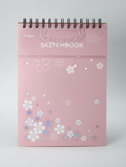 Блокнот для зарисовок (B5) "Милые цветы", розовый (18*25) 30 л. 130 г/м