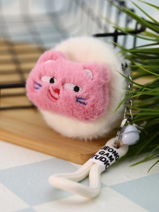 Плюшевое раскладное зеркало брелок "Cat", розовое (7*7 см) 