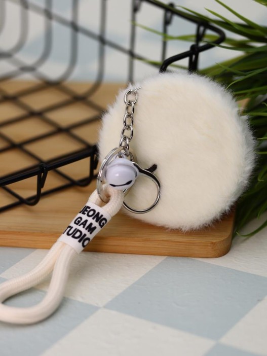 Плюшевое раскладное зеркало брелок "Cat", розовое (7*7 см) 