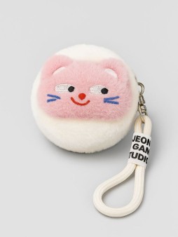 Плюшевое раскладное зеркало брелок "Cat", розовое (7*7 см)