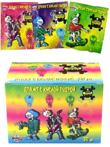 Драже с кислой пудрой «Черная метка КИСЛЫЕ КОСТИ», 30шт. 