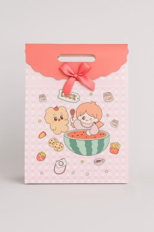 Пакет подарочный (XS) "Anime friends", pink (16.5*12.5*6)