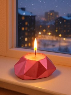 Свеча декоративная с подсвечником &quot;Сердце грань&quot; (8х7,5х2,5 см)