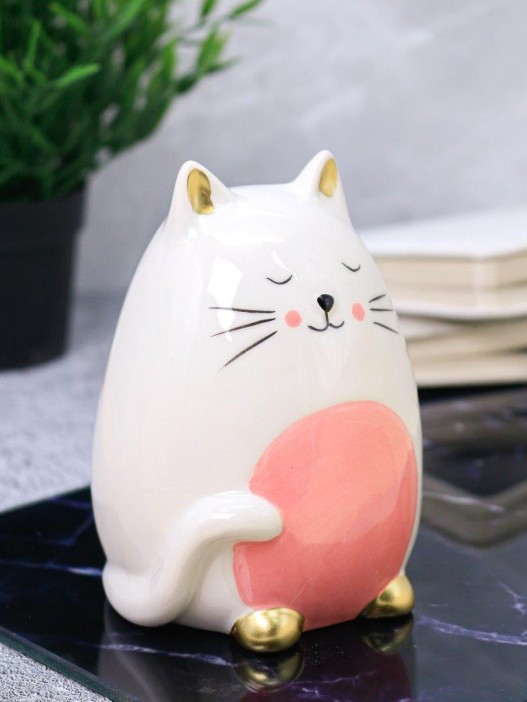 Копилка керамическая iLikeGift «Sleepy cat», white (12,5х10 см) 