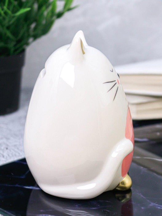 Копилка керамическая iLikeGift «Sleepy cat», white (12,5х10 см) 