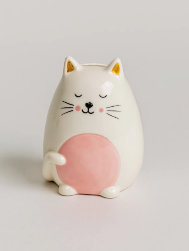 Копилка керамическая iLikeGift "Сонный кот", белая (12,5х10 см)