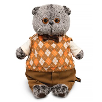 Мягкая игрушка "Басик в трикотажном жилете" (19 см)