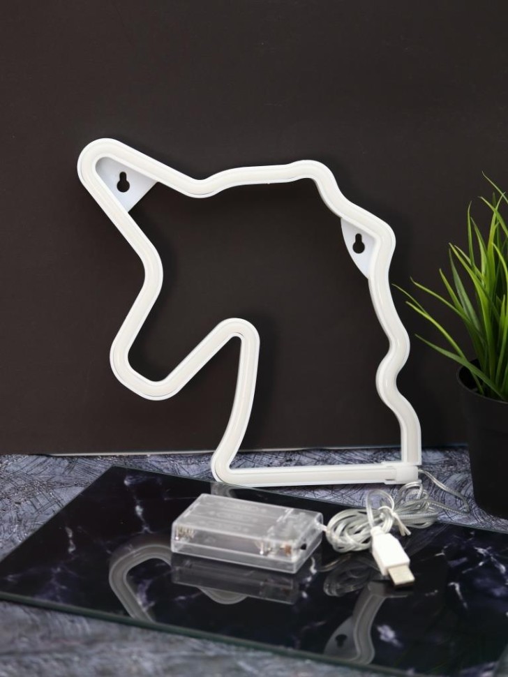 Неоновый подвесной ночник "Сны единорога", USB, розовое свечение (22*19 см)