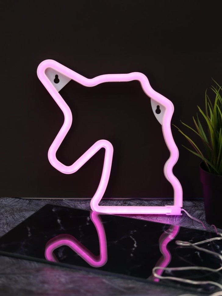 Неоновый подвесной ночник "Сны единорога", USB, розовое свечение (22*19 см)