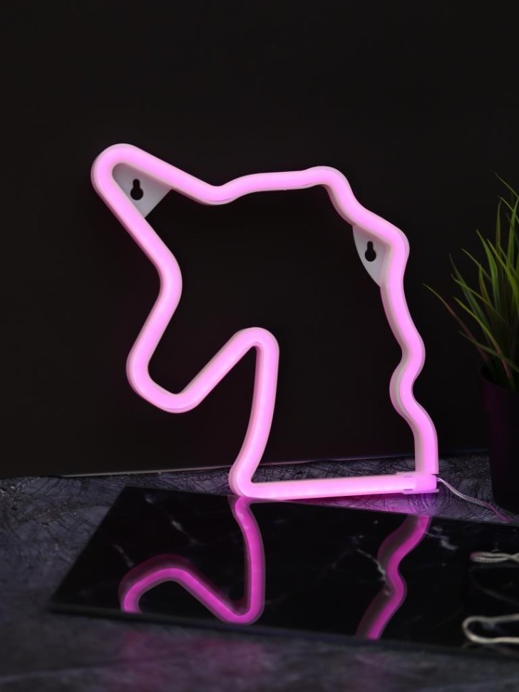 Неоновый подвесной ночник "Сны единорога", USB, розовое свечение (22*19 см)
