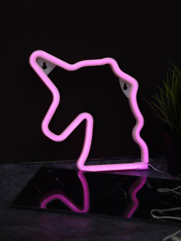 Неоновый подвесной ночник "Сны единорога", USB, розовое свечение (22*19 см)