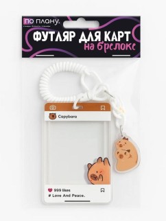 Футляр для карт с брелоком ПО ПЛАНУ. &quot;Confused Capybara&quot;, transparent