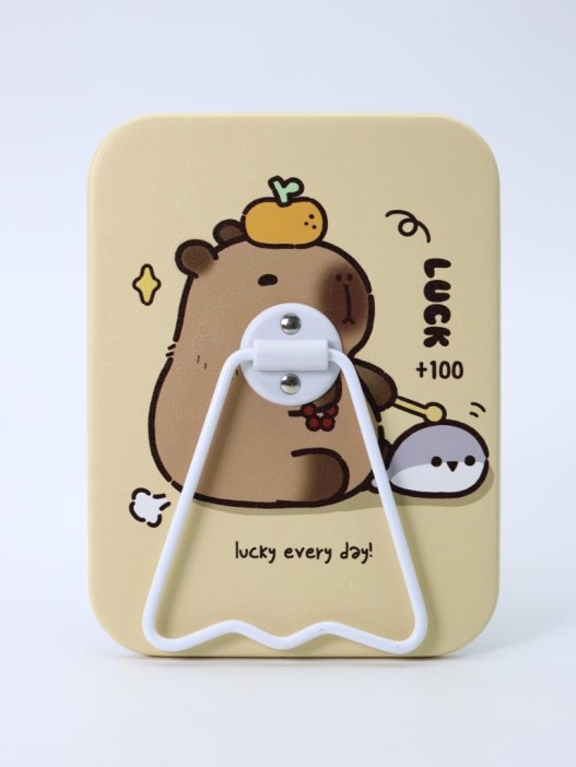 Зеркало настольное &quot;Capybara is happy one&quot;, желтое, 12*15,6 см 