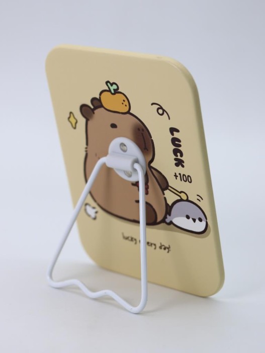 Зеркало настольное "Capybara is happy one", желтое, 12*15,6 см 
