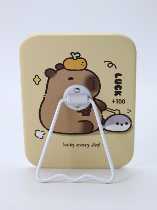 Зеркало настольное "Capybara is happy one", желтое, 12*15,6 см 