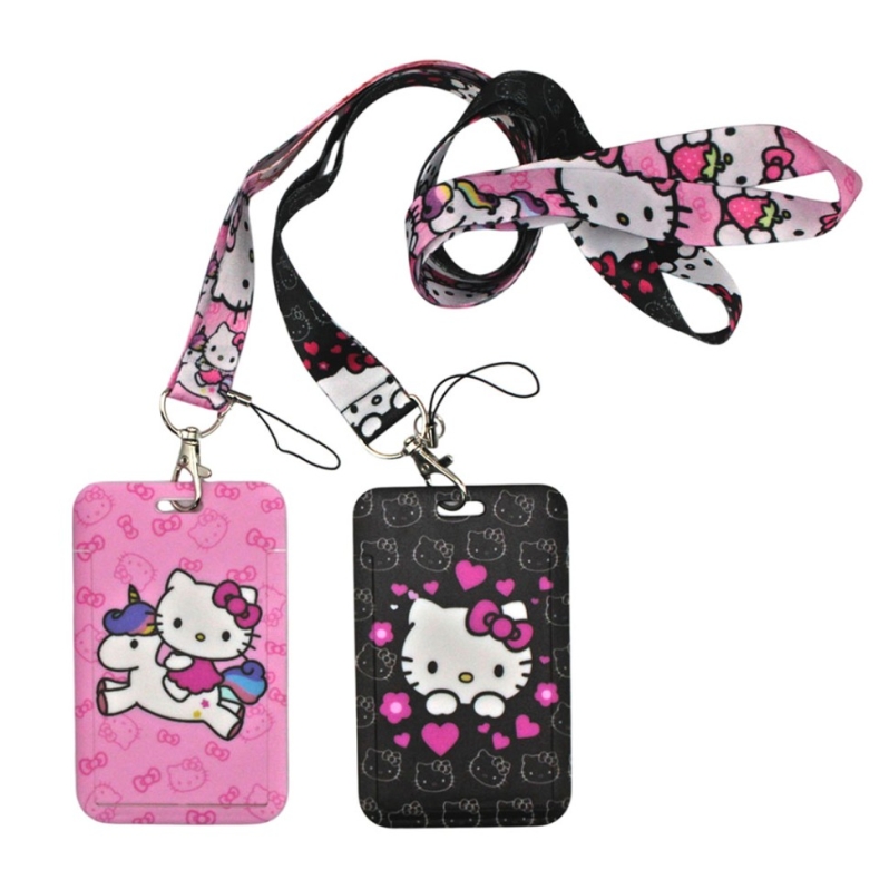 Бейдж пластиковый "Hello Kitty" с цветной лентой (7х11см), микс