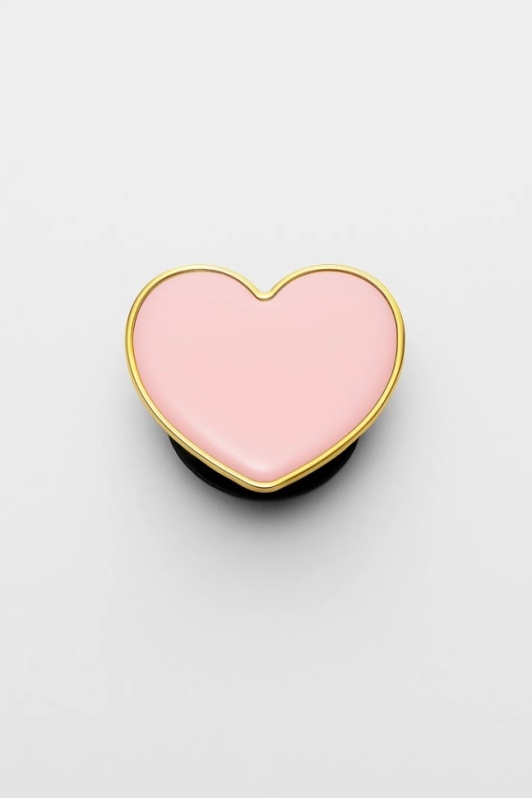 Попсокет "Gold heart", pink