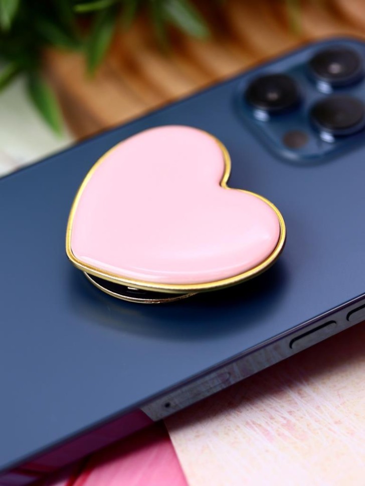Попсокет "Gold heart", pink
