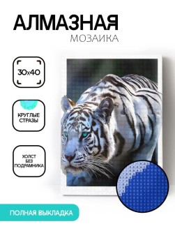 Алмазная мозаика без подрамника "Трёхмерный тигр", 30х40 см