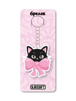 Брелок ECO из дерева iLikeGift "Котик с бантом"
