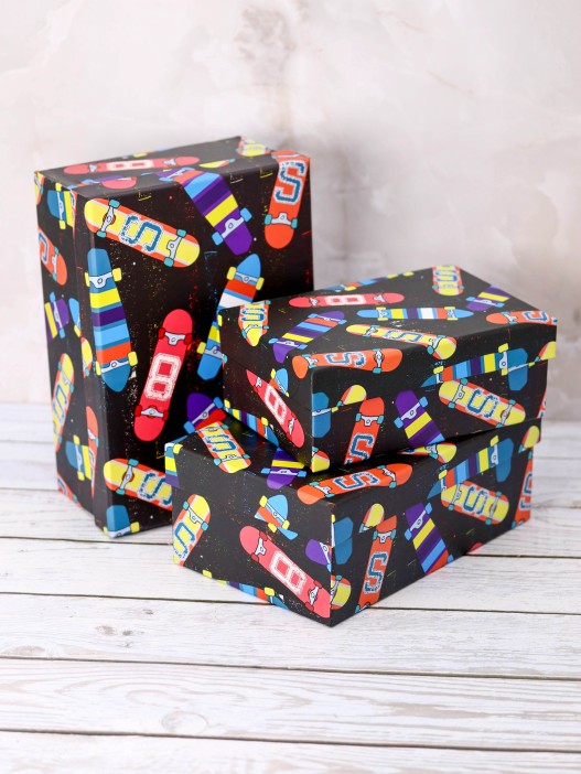 Набор подарочных коробок 3 в 1 «Skateboard», 18*12*7-21*14*8.5-23*16*9.5 