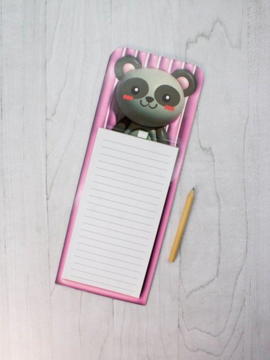 Магнитный блок для записей с карандашом «Animal family», pink, 10х27 см 