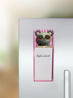 Магнитный блок для записей с карандашом «Animal family», pink, 10х27 см