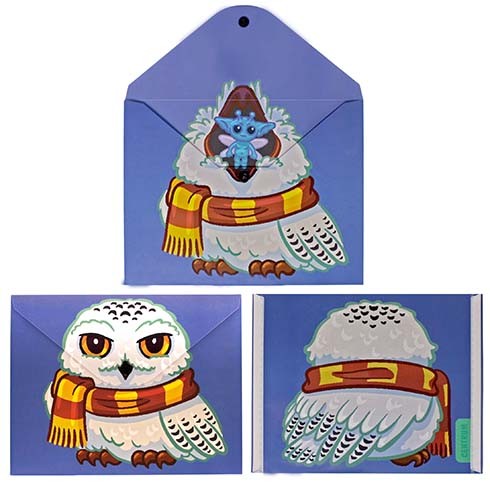 Папка-конверт на кнопке А5 &quot;Сова&quot;, пластик,  180 мкм, двусторонняя печать 