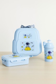 Набор ланчбокс 800 мл и бутылка 380 мл "Sweet astronaut", blue (наклейки для украшения вну