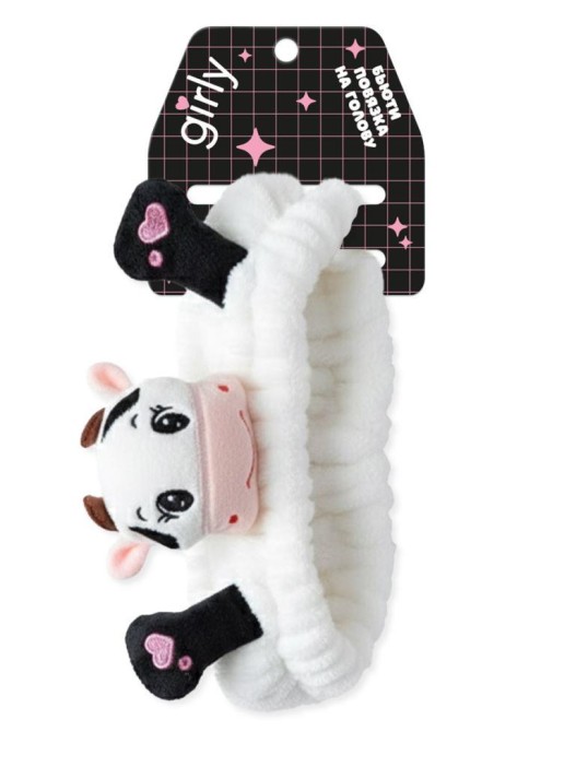 Повязка на голову GIRLY "Hello, cow", white 