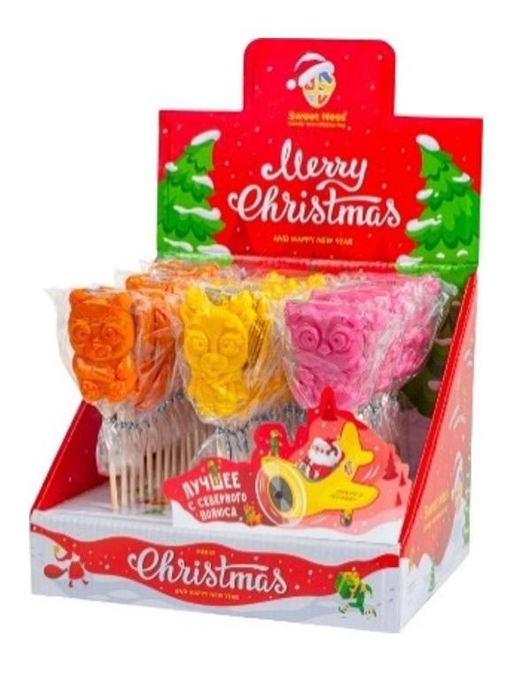 Карамель леденцовая &quot;Полярные звери&quot;, 30г х 36шт (мультифрукт, апельсин-мандарин, клубника) 