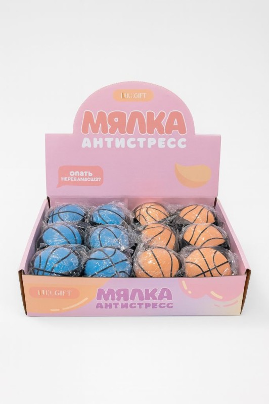 Мялка - антистресс на резинке «Basketball», mix, шоу-бокс 12 шт. 