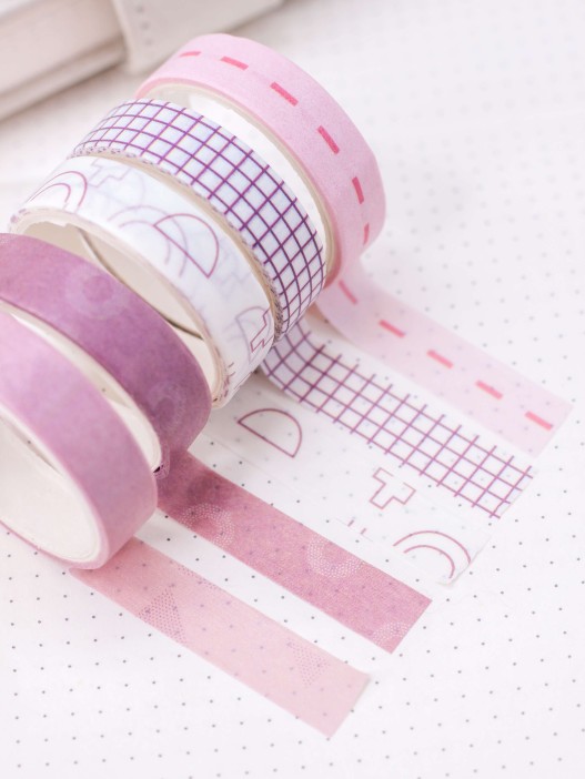 Набор декоративного скотча &quot;Patterns&quot;, pink series, mix 