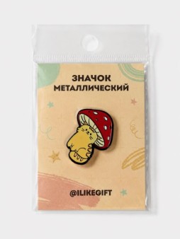 Значок металлический iLikeGift "Оранжевый гриб"