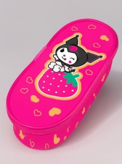 Пенал корпусный овальный "Kuromi", (22,5*9*5 см)