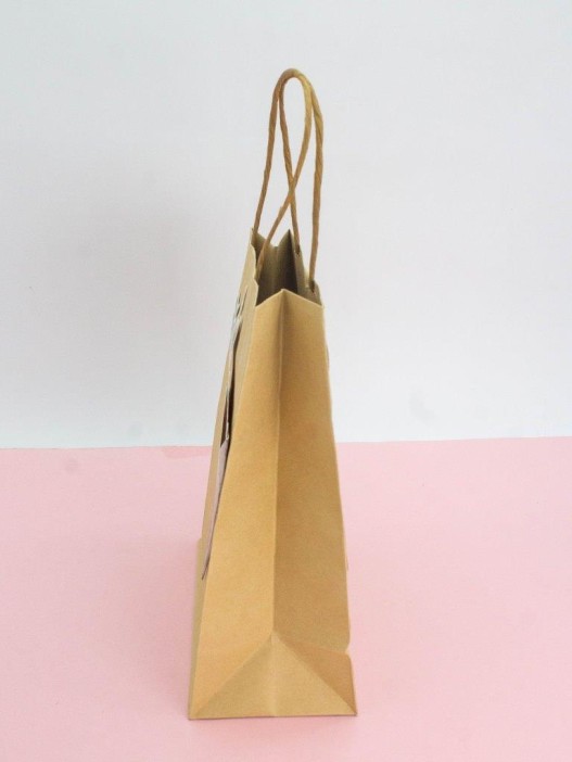 Пакет подарочный крафтовый «Brown Kraft», red flowers (21*25,5*10) 