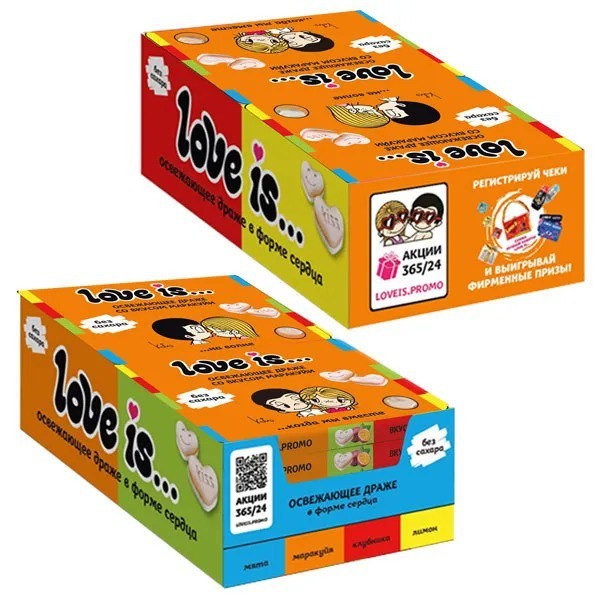 Набор освежающие конфеты "LOVE IS…" со вкусом маракуйи, 12шт, в блистере и обечайке 