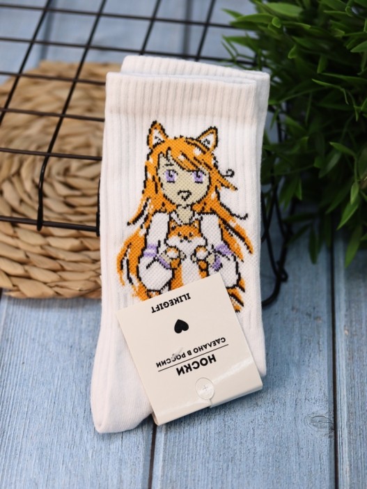 Носки женские &quot;Love corgi girl&quot;, р. 35-40, белый 