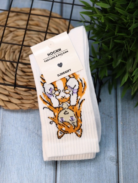 Носки женские &quot;Love corgi girl&quot;, р. 35-40, белый 