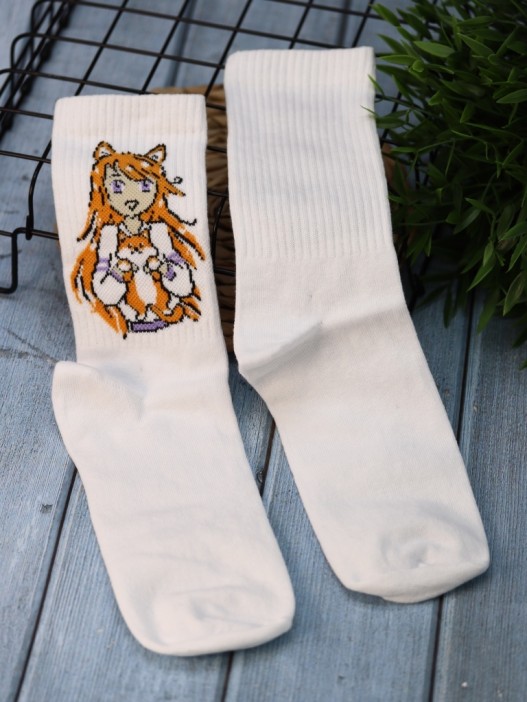 Носки женские &quot;Love corgi girl&quot;, р. 35-40, белый 