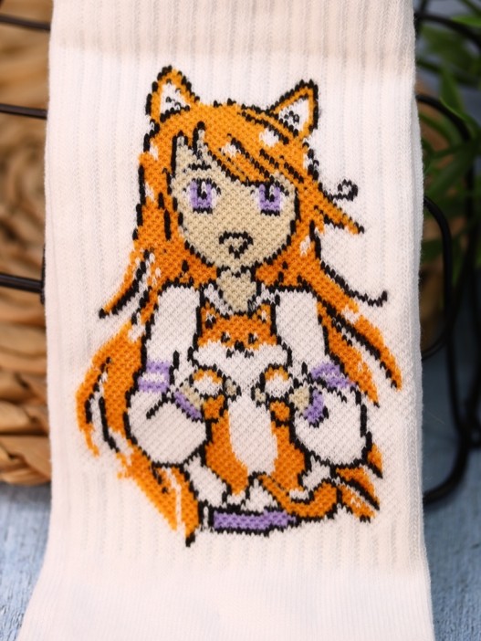 Носки женские &quot;Love corgi girl&quot;, р. 35-40, белый 