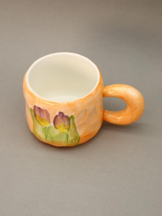 Кружка «Акварельные цветы», оранжевая. 