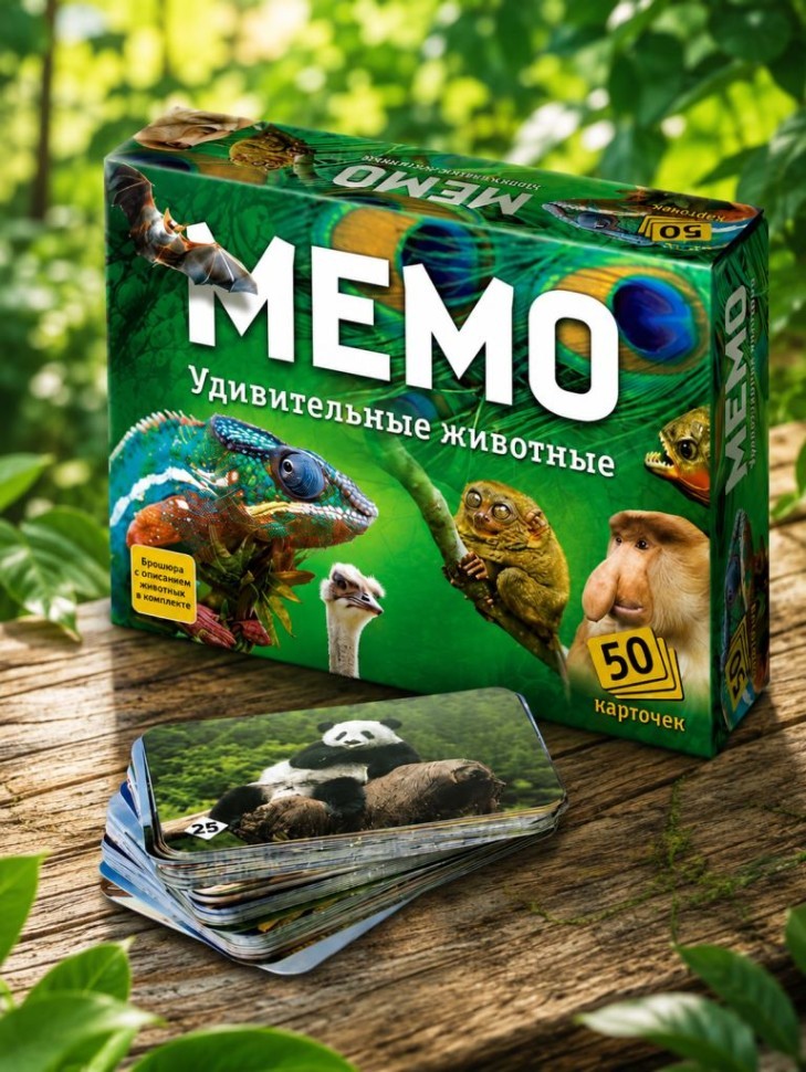 Мемо "Удивительные животные" (50 карточек)