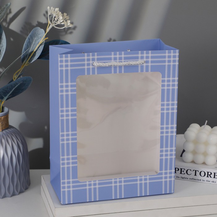 Пакет подарочный (XS) &quot;Elegant plaid&quot;, blue (14.5*19.5*10) 