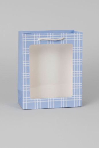 Пакет подарочный (XS) "Elegant plaid", blue (14.5*19.5*10)