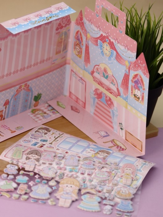 Наклейки &quot;Собери наряды для принцессы&quot;, голубой (21,5*21,5 см) 