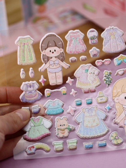 Наклейки &quot;Собери наряды для принцессы&quot;, голубой (21,5*21,5 см) 