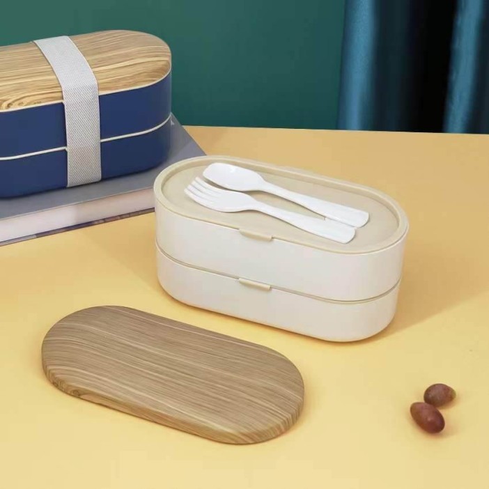 Ланчбокс &quot;Wood&quot;, white (ложка+вилка) 